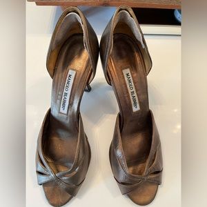 Manolo Blahnik Gold Shoes